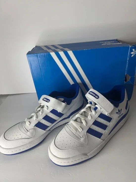 Men's Adidas Forum Low White Royal Blue Sneakers US 12.5  FR 47 1/3 New - Picture 2 of 7